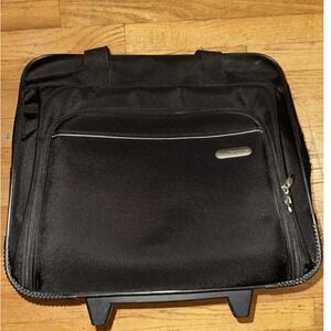 Targus Rolling Laptop Briefcase Black Ballistic Nylon Multi Compartment Bag